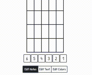 Example of adding and editing text on fingers and barre chords